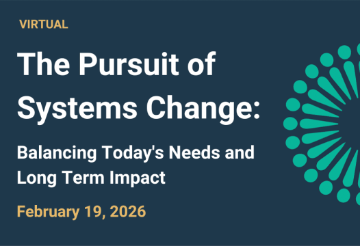The Pursuit of Systems Change: Balancing Today's Needs and Long Term Impact.